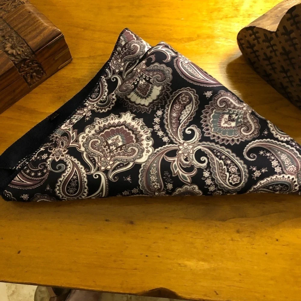 Navy Triangle Paisley Reversible Shawl